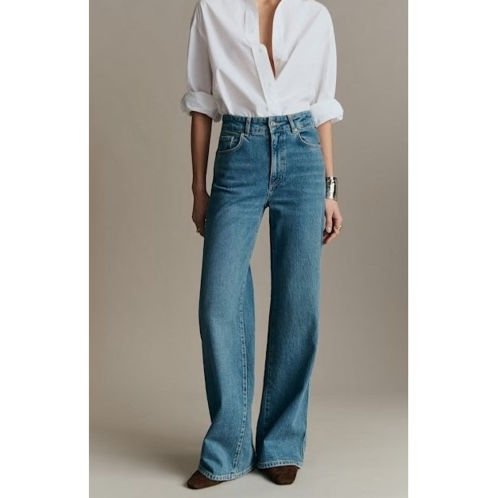 SEZANE New 70's Trousers High Rise in Denim Blue Wash Size 36 / US Size 4 Tall